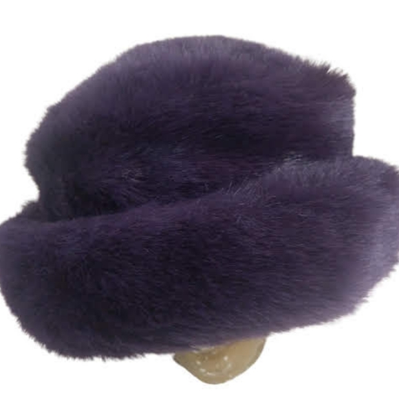 Bucket Hat Purple Faux Fur Convertible Fuzzy - Picture 3 of 14